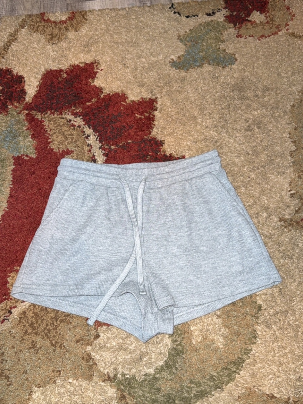 shosho Light Gray Ribbed Drawstring Athletic Shorts